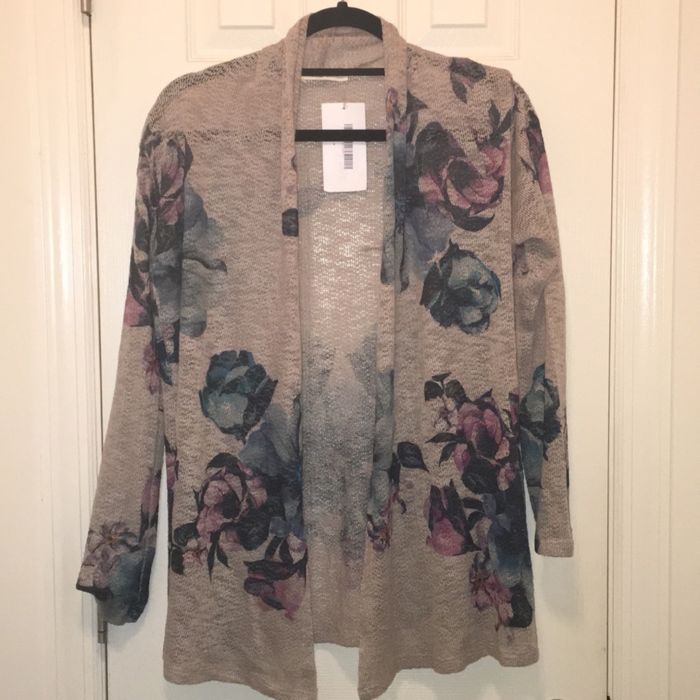 Beige and floral cardigan